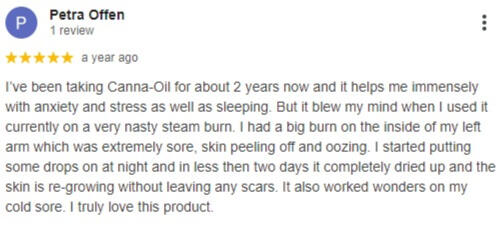 Canna Oils Google Review Petra O